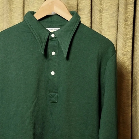 Simon James Cathcart Bottle Green Spearpoint Dagger Collar Polo Sweater, Sz 16 M - Picture 3 of 7